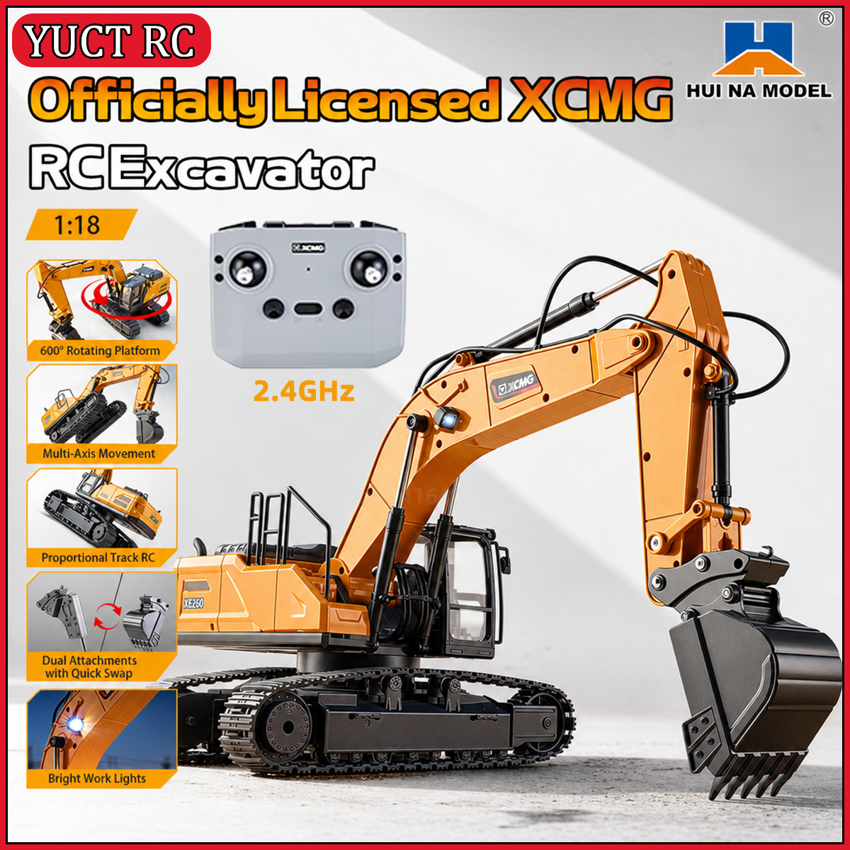 Rc Excavator Hobby - HUINA XCMG XE260 1/18 Ekskavator RC